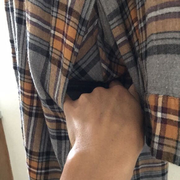 Monki Gray Yellow Plaid Flannel Collared Long Sleeve Casual Winter Shirt Dress M - Picture 4 of 12